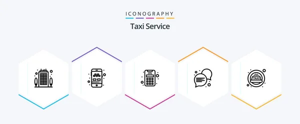 Taksi Servisi Hat Simgesi Dahil Siren Sesi Kart Taksi Konuşma — Stok Vektör