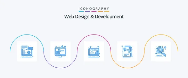 Web Design Development Blue Icon Pack Including Engine Layout Pen — Image vectorielle