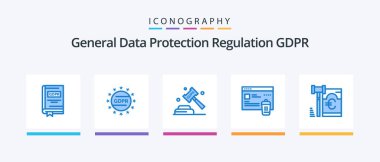 Gdpr Mavi 5 Simge Paketi, güvenlik dahil. Dosya. Koruma. gdpr. Hukuk. Yaratıcı Simgeler Tasarımı