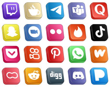 Yahoo gibi 20 Yüksek Kaliteli Isometric 3D Sosyal Medya Simgesi. toplantı ve yakınlaştırma simgeleri. Profesyonel ve yüksek çözünürlüklü