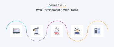 Web Geliştirme ve Web Stüdyosu Daire 5 Simge Paketi Farkı da dahil. Deneme. Mektup. Araştırma. kimya