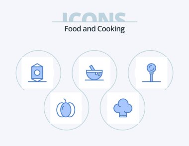 Food Blue Icon Pack 5 Simge Tasarımı. Gastronomi. Yemek pişirmek. Yemek. Yemek. kase