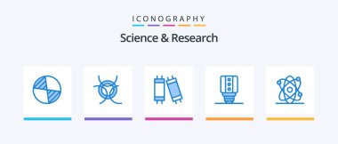 Science Blue 5 Simge Paketi dahil. Işık. Bilim. atom. Yaratıcı Simgeler Tasarımı