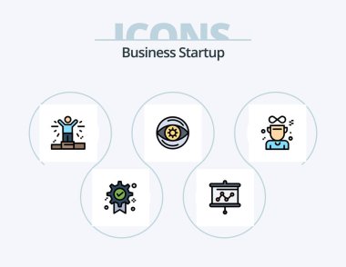 İş Başlangıcı Satırı Simge Paketi 5 Simgesi Tasarımı doldurdu. Güç. Anahtar. üyelik. iş