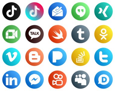 Tasarımlarınız İçin 20 Sosyal Medya Simgesi Blog yazarı gibi. vimeo. Google buluşması. odnoklassniki ve hızlı ikonlar. Modern ve minimalist