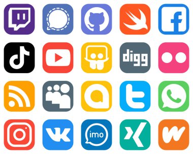 Digg gibi 20 tane Sosyal Medya Simgesi. video. Youtube ve Çin ikonları. Gradyan Simgesi Ayarları