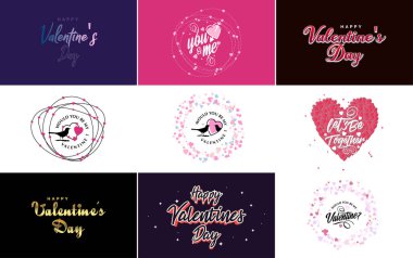 Happy Valentine's Day banner template with a romantic theme and a pink and red color scheme