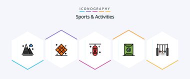 Spor ve Aktivite 25 FilledLine ikonu spor dahil. Alan. Oynayın. Spor. yumruk kutusu