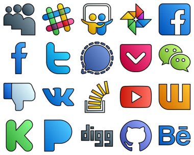20 profesyonel simge vk. Hoşlanmıyorum. tweet. haberci ve cep Doldurulmuş Satır Biçimi Sosyal Ortam Simgesi Ayarları