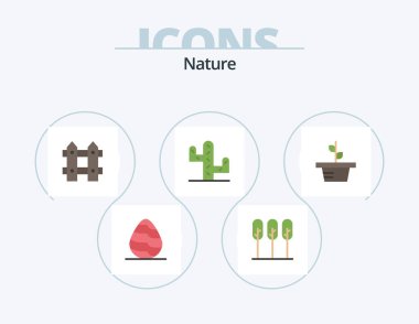Doğa Yassı Simge Paketi 5 Simge Tasarımı. - Evet. Doğa. Bahçe. Yaprak. Çöl