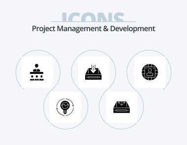 Proje Yönetimi ve Geliştirme Sembol Paketi 5 Simge Tasarımı. Gelen kutusu. Takım çalışması. Mektup. Takım. parsel