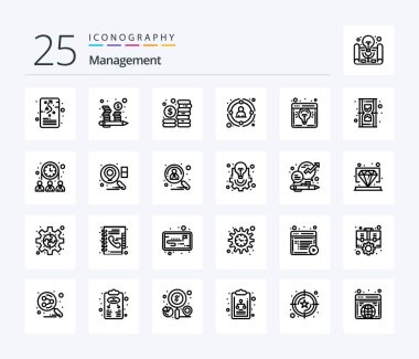 Fırlatma dahil 25. Satır simgesi paketi. İş fikri. Yönetim. Tarayıcı. insanlar