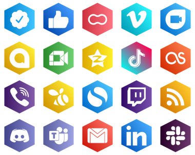 Douyin gibi 25 Minimalist Beyaz Simge. Google İkili ve Tencent simgelerini ara. Altıgen Düz Renk Arkaplanı