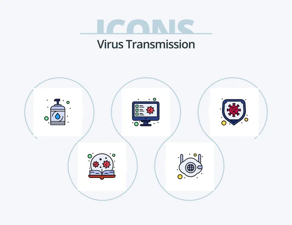 Línea Transmisión Virus Llenado Icon Pack Icon Design Respira Interfac — Vector de stock