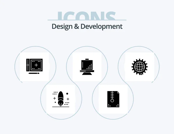 Design Development Glyph Icon Pack Icon Design Design Board Design — Stock Vector