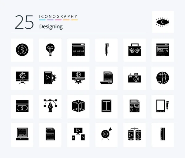 Designing Solid Glyph Icon Pack Including Material Box Graphic Design — Vettoriale Stock