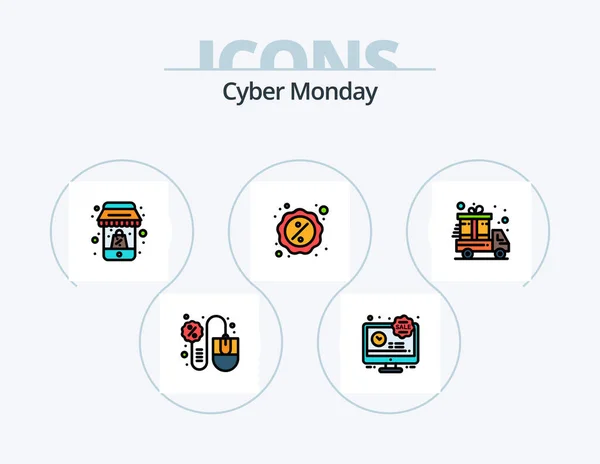 Cyber Monday Line Filled Icon Pack Icon Design Hand Delivery – stockvektor