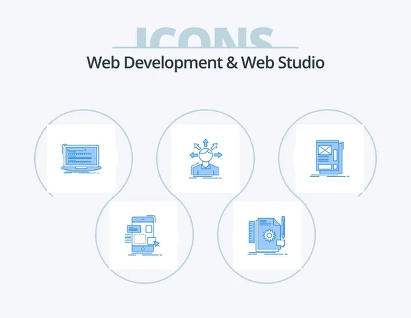 Web Development Web Studio Blue Icon Pack Icon Design Options — Vetor de Stock