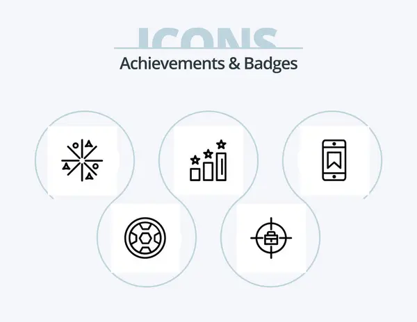 Achievements Badges Line Icon Pack Icon Design Prize Target Bookmark — Vector de stock