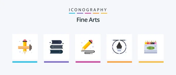 Fine Arts Flat Icon Pack Including Pencil Drawing Book Design — Stockvektor