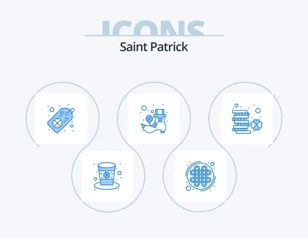 Saint Patrick Blue Icon Pack Icon Design Dinheiro Irlanda Etiqueta — Vetor de Stock