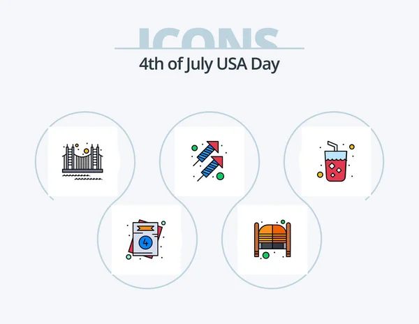 Usa Line Filled Icon Pack Icon Design Ley Corte Entretenimiento — Archivo Imágenes Vectoriales