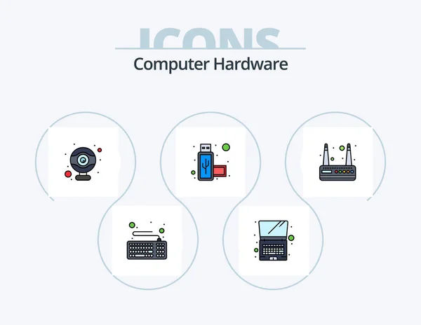 Computer Hardware Line Filled Icon Pack Icon Design Webcam Shutdown — Vector de stock