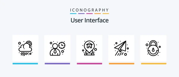 Interface Usuário Linha Icon Pack Incluindo Armazenamento Utilizador Pasta Utilizador — Vetor de Stock