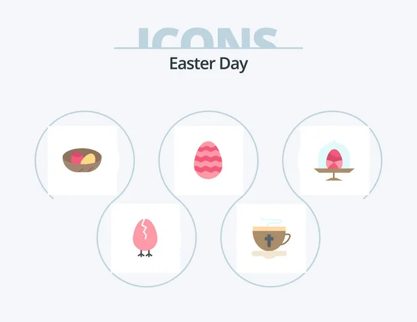 Easter Flat Icon Pack Icon Design Disk Easter Egg Bowl — Stockvektor