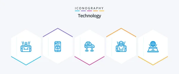 Technology Blue Icon Pack Including Hologram Technology Car Cell Wifi — Vettoriale Stock