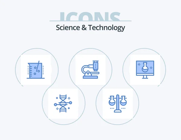 Science Technology Blue Icon Pack Icon Design Microbiology Chemistry Test — Stock Vector