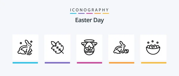 复活节5号线图标包 包括春天 创意偶像设计 — 图库矢量图片