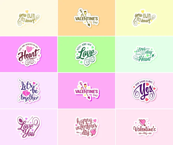 Valentine Day Sticker Time Love Beautiful Graphic Design — Stock Vector