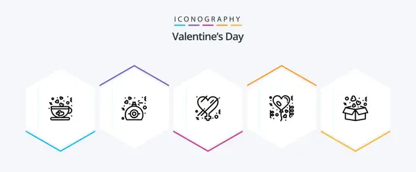 Valentines Day Line Icon Pack Including Delivery Celebration Female Love — Stockový vektor