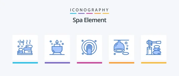 Spa Element Blue Icon Pack Including Spa Массаж Замочите Руки — стоковый вектор