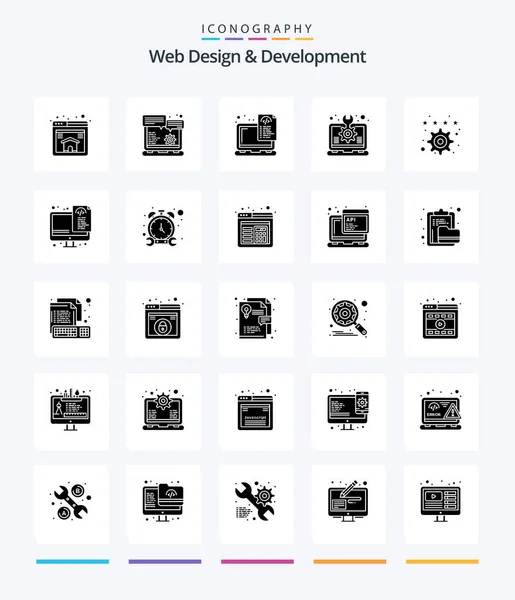 Diseño Web Creativo Desarrollo Glifo Sólido Negro Icono Paquete Tal — Archivo Imágenes Vectoriales