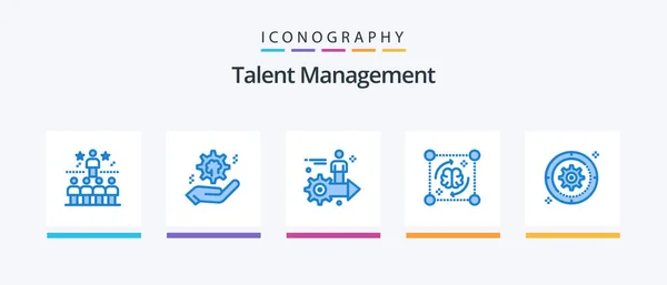 Talent Management Blue Icon Pack Including File Mind Brain Man — Stock Vector