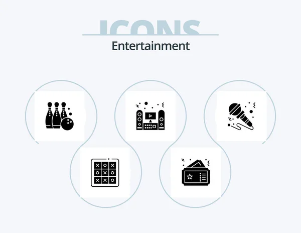 Entertainment Glyph Icon Pack Icon Design Speaker Multimedia Cinema Play — Stockvektor