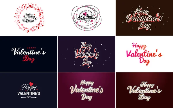 Happy Valentine Day Banner Template Romantic Theme Red Color Scheme — Wektor stockowy