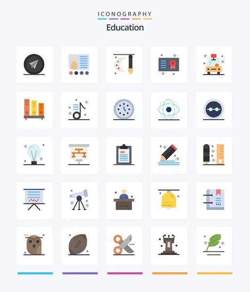 Creative Education Flat Icon Pack Zoals Certificaat Academische Graad Presentatie — Stockvector