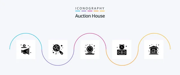 Auction Glyph Icon Pack Including Auction Fast Alarm Deadline Time — 图库矢量图片