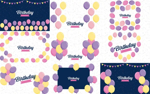 Happy Birthday Written Decorative Vintage Font Background Party Streamers Confetti — Archivo Imágenes Vectoriales