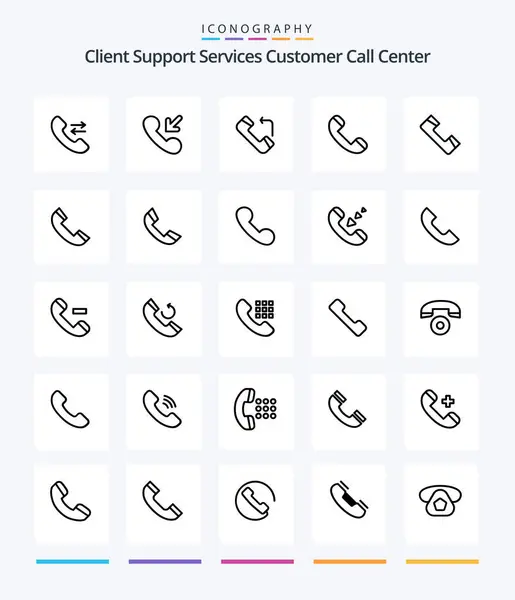 Creative Call Outline Icon Pack Call Incoming Phone Call Ring — Stock Vector