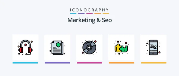 Marketing Seo Line Filled Icon Pack Including Calendar Seo Seo — Image vectorielle