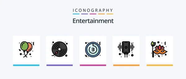 Entertainment Line Filled Icon Pack Including Photo Camera Sport Play — Stockvektor