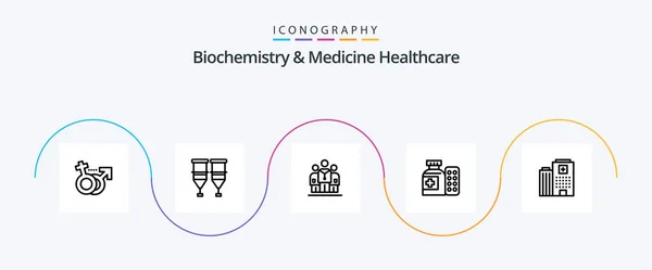 Biochemistry Medicine Healthcare Line Icon Pack Including Hospital Pills Transfusion — Archivo Imágenes Vectoriales