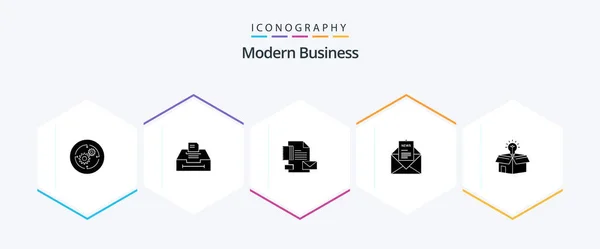 Modern Business Glyph Icon Pack Including Corresponding Email Information News — Διανυσματικό Αρχείο