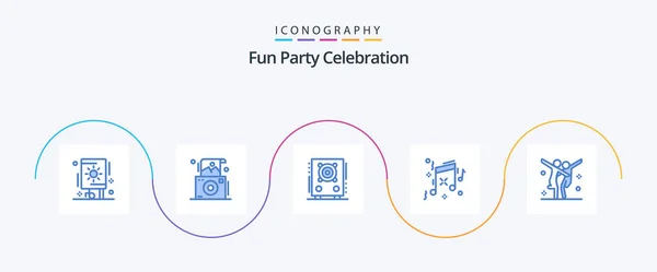 Party Blue Icon Pack Including Dance Celebration Audio Party Birthday — Stock Vector