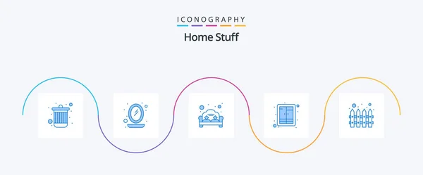 Home Stuff Blue Icon Pack Including Realty Furniture Couch Cup — Vetor de Stock