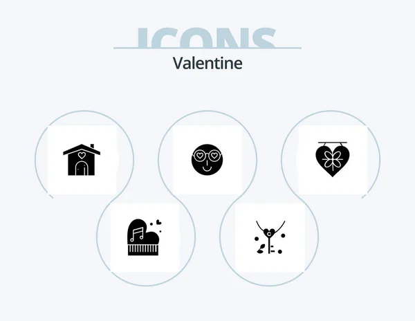 Valentine Glyph Icon Pack Icon Design Heart Home Love Love — Vetor de Stock